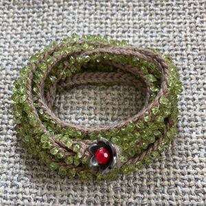 Vintage crochet citrine rope bracelet necklace